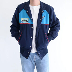 Vintage Cad's Sportswear  Ag RCAF Navy & Teal Button Up Bomber Jacket Size 40